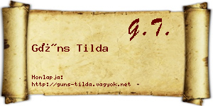 Güns Tilda névjegykártya